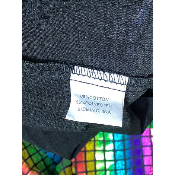 Men's Metalic Disco Rainbow Short Sleeve Button Shirt 2XL  27x30 - Picture 8 of 8